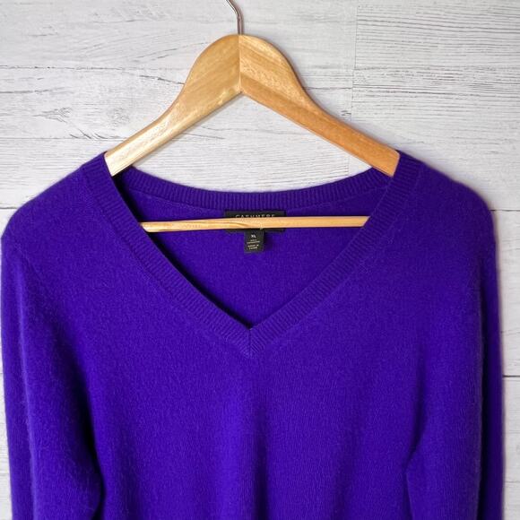 Charter Club Sweater Womens Size XL Bright Purple 100% Cashmere V Neck Luxury - Picture 7 of 15